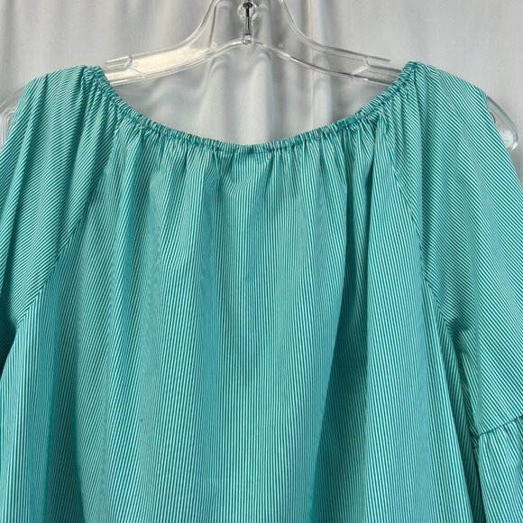 Rafaella Weekend 3/4 Sleeve Cold Shoulder Striped Blouse Womens Large Tassels - Picture 6 of 8